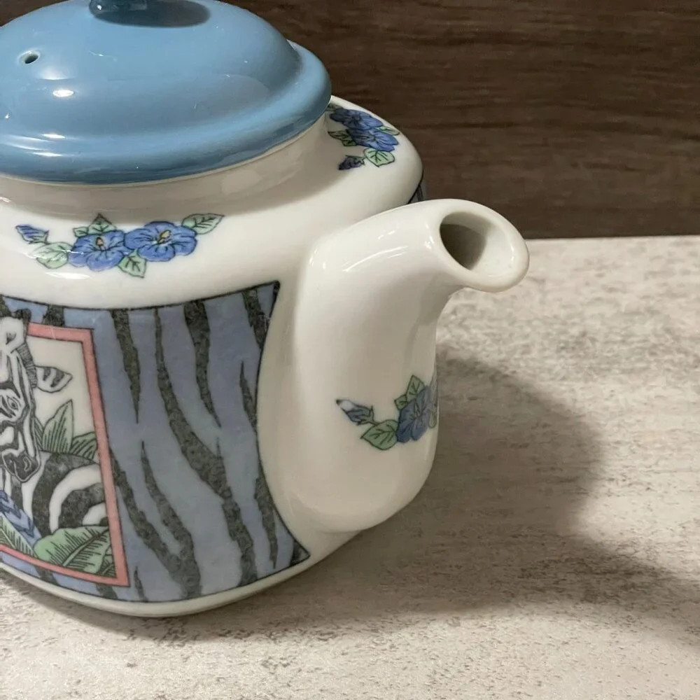 Vintage Takahashi San Francisco Zebra Tiger Hand Painted Teapot Made in Japan